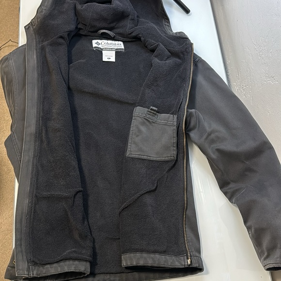 Columbia men’s fleece lined charcoal canvas jacket L - Picture 8 of 14
